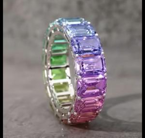 Anillo de Oro Blanco de 14K con Múltiples Zafiros de Alta Calidad para Mujer, Regalo de Joyería para Ella - Product Image 3