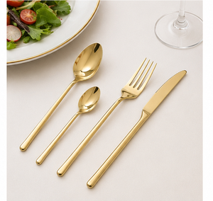 Juego de Cubiertos de Oro de la Mejor Calidad, Cubiertos de Acero Inoxidable Chapados en Oro para Bodas y Hoteles, Vajilla de Alta Calidad al por Mayor - Product Image 4