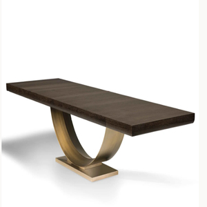 Luxury Metal Frame Wooden Top Rectangular Dining <b>Table</b>, for Home & Villas Premium Dining <b>Tables</b> - Product Image 3