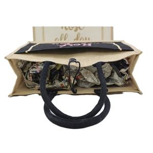 กระเป๋าผ้ากระสอบป่านแบบสั่งทำพิเศษ พร้อมช่องผ้าแคนวาส เป็นมิตรกับสิ่งแวดล้อม เหมาะเป็นของขวัญงานแต่งงาน สำหรับการช้อปปิ้ง ท่องเที่ยว หรือเป็นของขวัญเพื่อนเจ้าสาว - Product Image 6