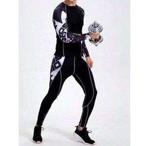 2-Piece <b>Compression</b> Sportswear MMA Set <b>Tight</b> Fit Base Layer Sport High Elastic Performance <b>Compression</b> Suit - Product Image 4