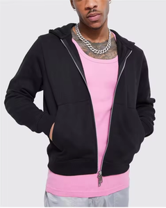 Sweat à capuche zippé en coton épais oversize, coupe décontractée à épaules tombantes, style streetwear unisexe, idéal pour l'hiver - Product Image 5