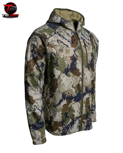 Sudadera con capucha de forro polar de transición para hombre, para exteriores y montaña, con camuflaje digital, de cremallera completa, de peso pesado, táctica, para caza, con diseño vertical - Product Image 3