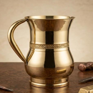 Exquisite shiny gold jug featuring unique textured <b>handle</b> and intricate floral patterns. Now available at wholesale price. - Product Image 3
