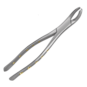 Forceps d'extraction dentaire universels en acier inoxydable # 17 instruments chirurgicaux ergonomiques à poignée en python creux doré pour molaires inférieures - Product Image 1
