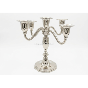 Candelabro Royal Baroque Premium de 5 Copas • Soporte Elegante para Velas Cónicas en Plata Pulida - Product Image 3