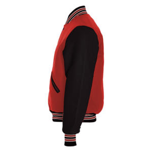 <b>Black</b> <b>and</b> <b>Red</b> Wool Leather Eco-Friendly Breathable Winter High Street Plus Size <b>Varsity</b> <b>Jacket</b> for Men - Product Image 4