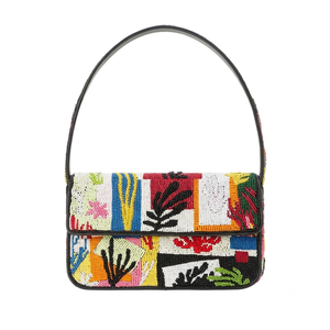 Handmade Abstract Botanical Beaded <b>Shoulder</b> <b>Bag</b> <b>Women</b> Tropical Leaf Flap Evening Clutch Underarm Purse Handbag - Product Image 6