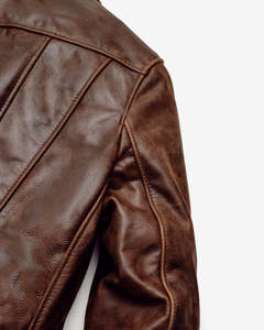 Veste en cuir véritable marron pour homme avec col en fausse fourrure, col rabattable, coupe classique, coupe-vent, style décontracté d'hiver - Product Image 4