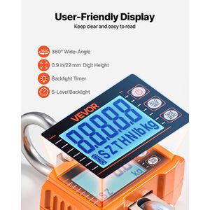 Báscula Colgante Industrial de Alta Resistencia, Capacidad Máxima de 4400 Lbs/2000 kg, Carcasa de Aluminio Fundido, Pantalla LCD Digital - Product Image 6