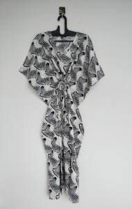 Robe Kaftan en dentelle 100% coton à imprimé zèbre, style vintage, coupe évasée, surdimensionnée, faite à la main, paréo de plage - Product Image 2