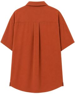 Customized <b>Rust</b> Orange Oversized Casual Men Shirt Half Sleeve Button Up Cuban Collar Loose Fit Summer Beach Fashion <b>Top</b> Shirt - Product Image 2