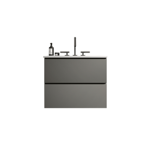 TIA 24\" <b>Wall</b> Mount Space Grey Bathroom Vanity with Large Storage Ceramic Sink and Three Faucet Holes <b>Floating</b> Bathroom Vanity - Product Image 3