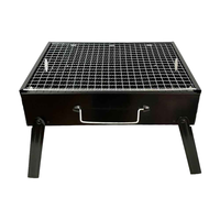 Gril épaissi pliant portatif BBQ petit gril à charbon de bois en acier noir