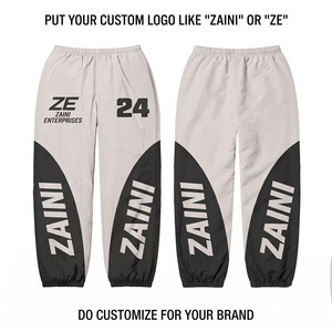 110 GSM Premium Cotton Lightweight Reversible Windbreaker <b>Pant</b> Black <b>White</b> Panel Track Jogger Custom Screen Printed Logo Apparel - Product Image 1