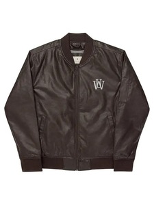 WAKE UP Bomber Leather <b>Jacket</b> - Product Image 1