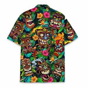 Chemises hawaïennes Tiki tropicales pour hommes, chemise boutonnée vintage tendance, chemise unisexe à manches courtes, chemise vierge, vêtements personnalisés en gros - Product Image 3