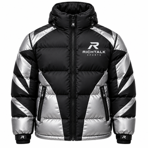 Blouson d'hiver matelassé pour homme, coupe sport, coupe-vent, respirant, fermeture éclair frontale, logo, décontracté, coupe régulière, rembourrage en polyester - Product Image 1