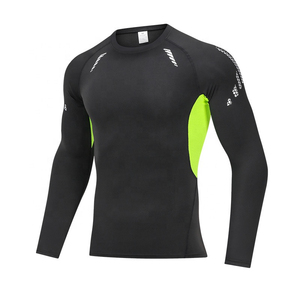 <b>Men's</b> Full Sleeve Breathable Quick Dry Anti-UV Polyester/Nylon MMA BJJ Rash Guard 240g Best Quality Custom <b>Swim</b> Running Training - Product Image 2