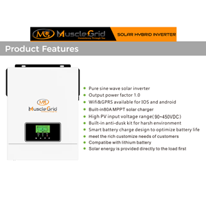 Kit solaire hybride MuscleGrid, système combiné, classe de protection IP65, empilable, système 51,2V, batterie lithium 400AH, 30KWH - Product Image 4