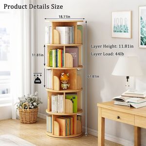 Librería Giratoria de 360 Grados, Torre de Librería Giratoria de 5 Niveles para Espacios Pequeños, Librería que Ahorra Espacio - Product Image 4