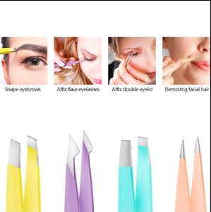 Pinzas Profesionales de Acero Inoxidable para Cejas con Punta Recta, Juego de 4 Piezas - Product Image 6