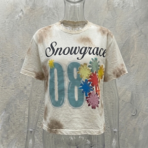 สโนว์เกรซ 08 เสื้อยืดโอเวอร์ไซส์พิมพ์ลายต้นปาล์มผู้ชายแขนสั้นลำลอง O-Neck เสื้อผ้าฝ้ายเจอร์ซีย์ - Product Image 6