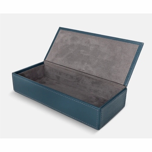 Luxury Ostrich Pattern Leather Jewelry Box <b>Navy</b> Blue Watch StorageCase Premium Cosmetic Organizer Gift Box Wholesale Leather Box - Product Image 4