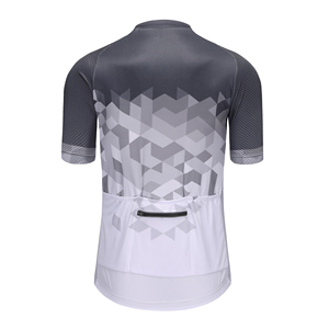 Men Cycling Jersey Short Sleeve Geometric Pattern Gray White Breathable Road Bike Shirt Lightweight <b>Performance</b> <b>Wear</b> - Product Image 2