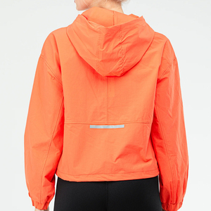 Trendy Hooded Windproof Orange Rain Jacket With Zipper Closure And Pockets For Unisex Casual Wear Spring Season Breathable - Product Image 5