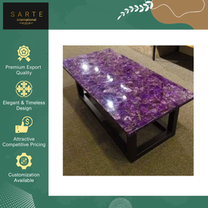 Mesa de Centro Extensible de Diseño Moderno y Ecológico, Rectangular, de Mármol de Lujo, con Superficie de Cristal Amatista Natural Púrpura, para Sala de Estar - Product Image 4