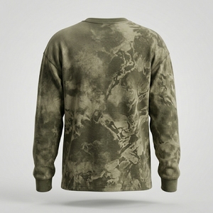 Sweat-shirt thermique oversize délavé à l'acide pour homme, pull en maille gaufrée vierge, streetwear, fournisseur de vêtements personnalisés - Product Image 2