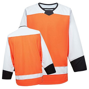 Camiseta de Hockey sobre Hielo Personalizada Naranja para Adultos, Serie Colores del Equipo, Servicio OEM, Ropa de Práctica, 100% Poliéster, Venta al Por Mayor - Product Image 1