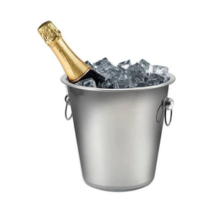Refroidisseur à vin rond en métal argenté avec poignée, nouveau design, accessoires de bar, seau à glace pour champagne - Product Image 4