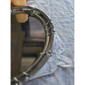 Oval Shaped Stainless Steel Coffee Serving Tray Classic Indian Metal Serving Platters <b>Large</b> Size with Custom size Silver Color - Product Image 1