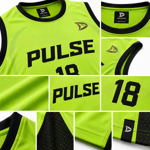 Maillot de basket personnalisé sublimé vert néon, col en V, sans manches, anti-transpiration, unisexe, pour équipe adulte - Product Image 6