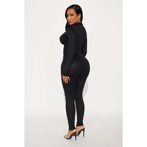 Women's Red High Waist Full Length <b>Jumpsuit</b> Turtleneck <b>Short</b> Sleeve Out Sexy Clubwear Skin Tight Stretchy Spandex Polyester - Product Image 5