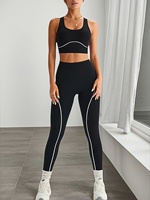 Ensemble de yoga deux pièces sans couture pour femme, legging taille haute et brassière de sport, tenue de sport en spandex extensible tricoté pleine longueur, personnalisable