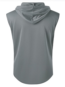 Wholesale Custom Summer Hoodie Quick Dry <b>Mens</b> <b>Vest</b> Gym Workout Sleeveless Hoodie Blank Tank Top with Pocket Athletic Fitness - Product Image 2