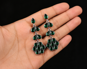 Dernières tendances en matière de boucles d'oreilles pendantes en argent oxydé multi-pierres pour femmes |   Fabricant direct d'usine, qualité supérieure - Product Image 4