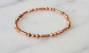 Belladec Elegant <b>Copper</b> Beaded Stretch <b>Bangle</b> Handmade Geometric Bead Minimalist Fashion Jewelry Gift Women's Classic Red <b>Copper</b> - Product Image 5