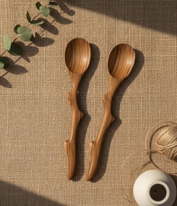 Cooking Kitchen Handmade Customized Awesome Natural Solid Beech Wooden <b>Spoon</b> in Long Handle - Product Image 5