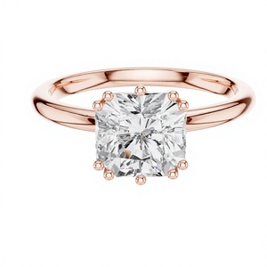 Bague en diamant taille radiant avec alliance en or rose pour femme, bijou élégant pour fiançailles et mariage, cadeau pour elle - Product Image 1