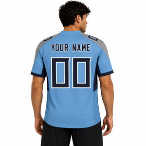 Camiseta de Fútbol Americano Personalizada con Cuello en V, Manga Corta, Impresión Sublimada, Nombre del Equipo, Número, para Hombre Adulto, Transpirable, 100% Algodón, Anti-UV - Product Image 5