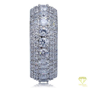 Anillo de lujo de plata de ley 925 con diamantes de moissanita en varias filas de piedras redondas para compradores mayoristas de joyería. - Product Image 6