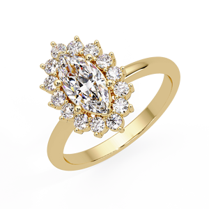 Anillos de Compromiso Marquise Halo Sunburst, Oro Amarillo de 14K, Diamante Cultivado en Laboratorio Certificado por IGI de 1.00ct, Regalo de Aniversario, Joyería Personalizada - Product Image 3