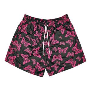 Summer Custom Logo Design Butterfly Sublimation Printing 100% Cotton <b>Mid</b> Waist Quick Dry Breathable Knee Gym Double <b>Layer</b> Shorts - Product Image 1