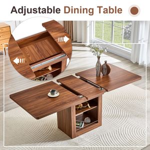 Set Moderno di Tavolo da Pranzo Allungabile 59-71 Pollici con 8 Sedie in Tessuto Tecnologico e Tavolo Estraibile in MDF per Sala da Pranzo - Product Image 6