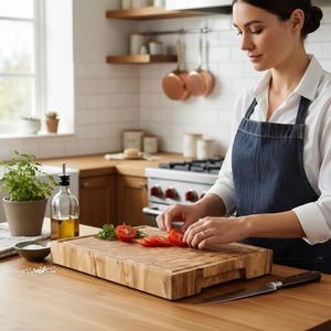 Planche à découper en bois faite à la main, planche à hacher en bois massif de haute qualité - Product Image 3