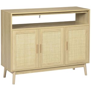 "Handmade Solid Oak Rattan <b>Sideboard</b> Buffet Cabinet for Villa & Farmhouse Living" - Product Image 1